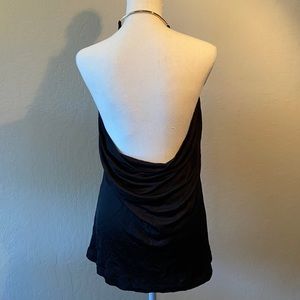 T by Alexander Wang Gold Halter Black Minidress